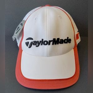 TaylorMade R7 Golf Hat Cap Adjustable Hook & Loop Strap Back White Red New w/Tag